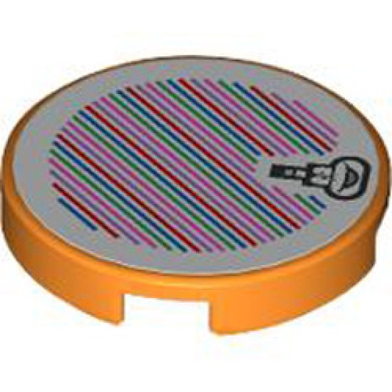 Flat Tile 2x2 Round with Sticker Number 155 Bright Orange