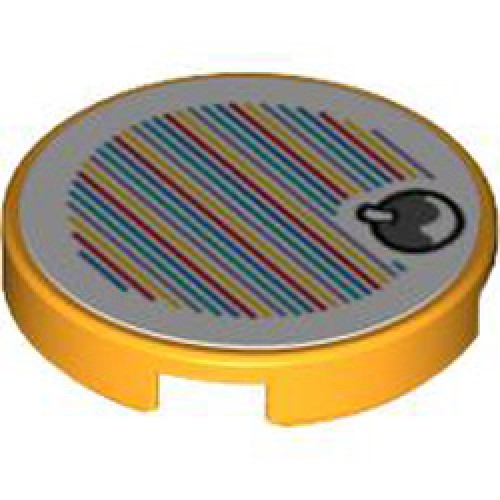 Flat Tile 2x2 Round with Sticker Number 153 Flame Yellowish Orange