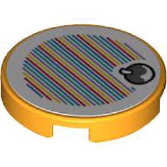 Flat Tile 2x2 Round with Sticker Number 153 Flame Yellowish Orange