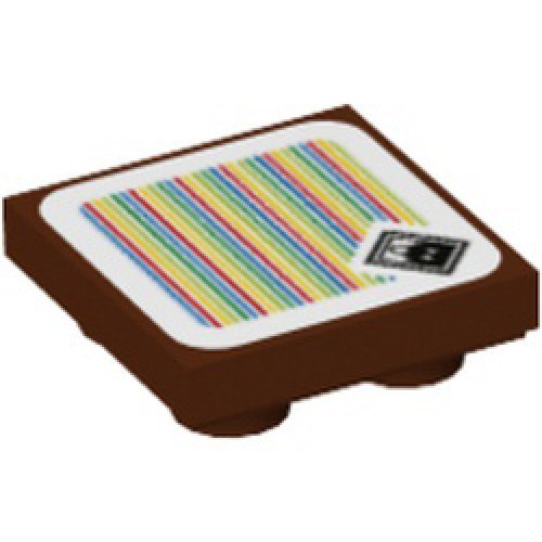 Flat Tile 2x2 Inverted with Sticker Number 207 Reddish Brown