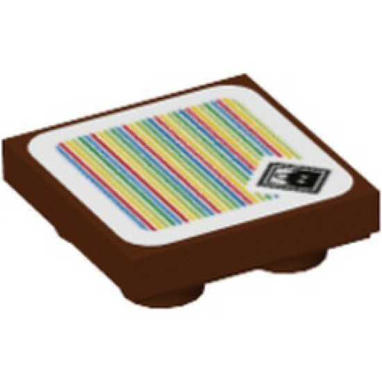 Flat Tile 2x2 Inverted with Sticker Number 207 Reddish Brown