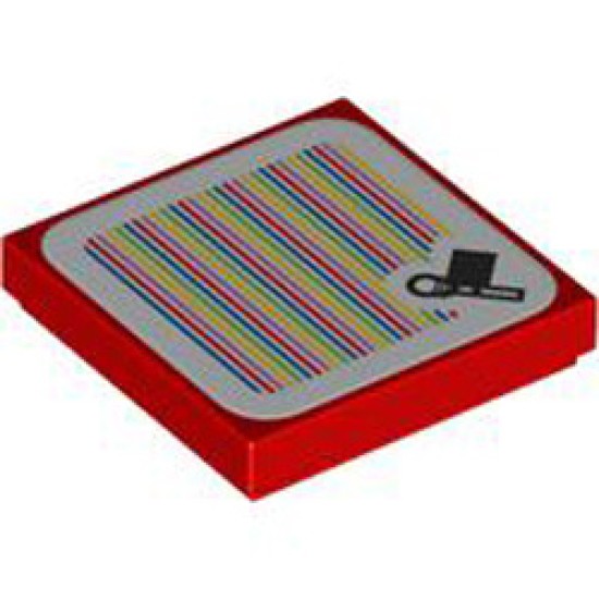 Flat Tile 2x2 with Sticker Number 222 Bright Red