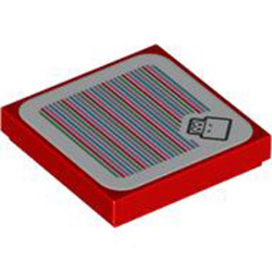 Flat Tile 2x2 with Sticker Number 225 Bright Red