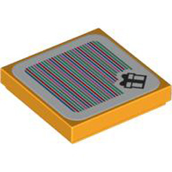 Flat Tile 2x2 with Sticker Number 234 Flame Yellowish Orange