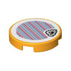 Flat Tile 2x2 Round with Sticker Number 154 Flame Yellowish Orange