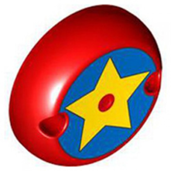 Cylinder 7 x 7 Round Half with Yellow Star on Blue Bright Red