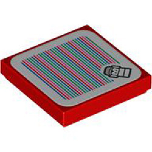 Flat Tile 2x2 with Sticker Number 244 Bright Red