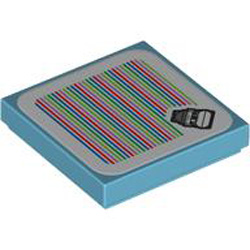 Flat Tile 2x2 with Sticker Number 245 Medium Azur