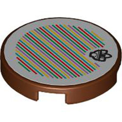 Flat Tile 2x2 Round with Sticker Number 162 Reddish Brown