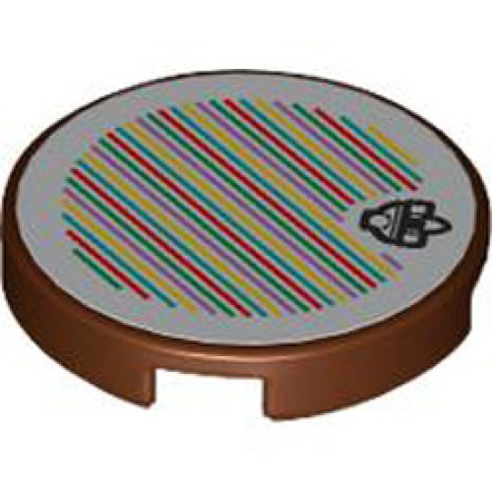 Flat Tile 2x2 Round with Sticker Number 162 Reddish Brown