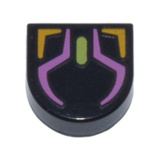 Flat Tile 1x1 1/2 Circle RGB Gaming Mouse Design Black