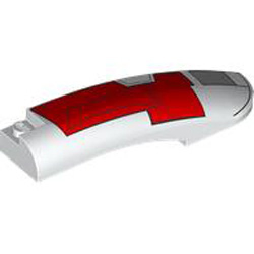 Right Shell 2x10x2 Outside Bow with Cut with Red Hull Design White