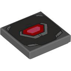 Flat Tile 2x2 with Arc Reactor Design Dark Stone Grey