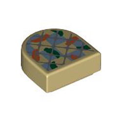 Flat Tile 1x1, 1/2 Circle Number 49 Brick Yellow
