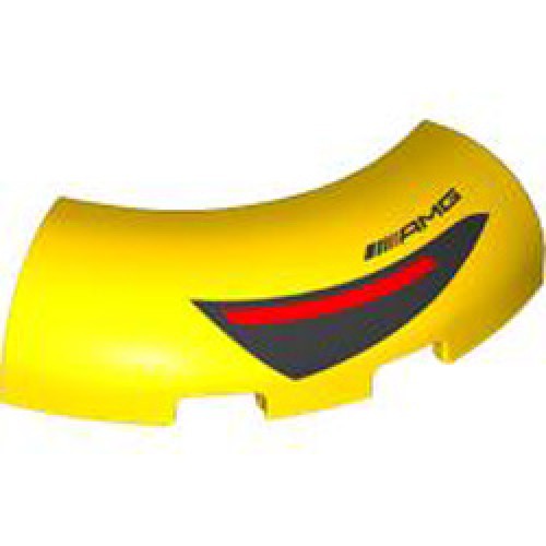 1/4 Arch Brick 3x3 with Cutout Number 4 Bright Yellow