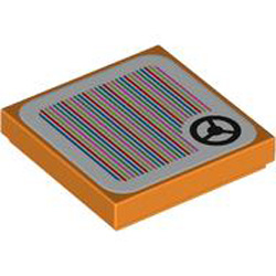 Flat Tile 2x2 with Sticker Number 257 Bright Orange