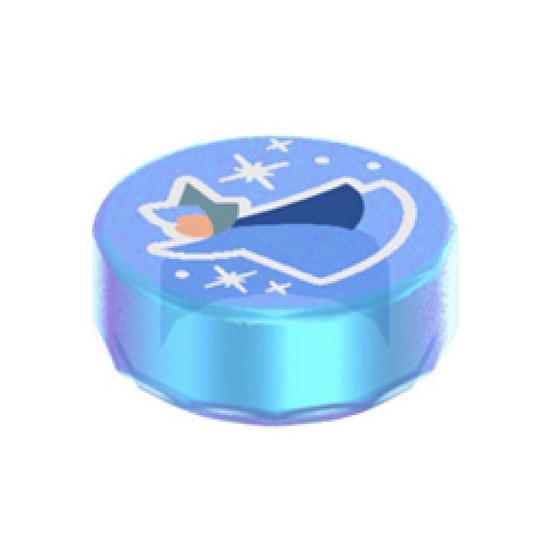 Flat Tile 1x1 Round with Blue Fairy Godmother Merryweather Transparent Blue with Opalescence Flat Tile 1x1 Round with Blue Fairy Godmother Merryweather Transparent Blue with Opalescence