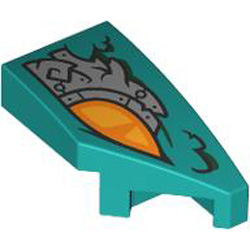 Right Plate 1x2 with Bow 45 Degree Cut Number 4 Bright Bluish Green
