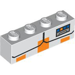 Brick 1X4 with Orange Markings White