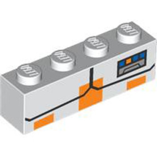 Brick 1X4 with Orange Markings White