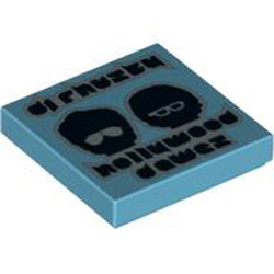 Flat Tile 2x2 with Record Cover Medium Azur