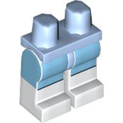 Minifigure Hips and Legs with Light Royal Blue Top White