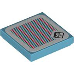 Flat Tile 2x2 with Sticker Number 282 Medium Azur