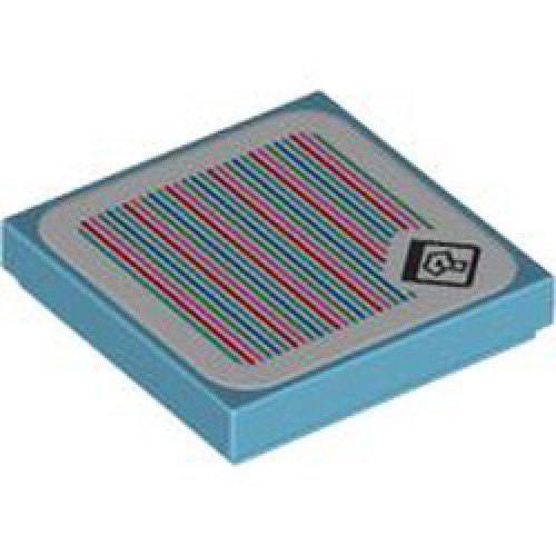 Flat Tile 2x2 with Sticker Number 282 Medium Azur