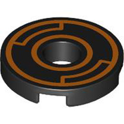 Flat Tile 2x2 Round with Hole Number 12 Black