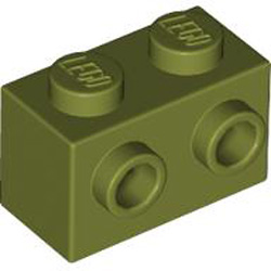 Brick 1x2 with 2 Knobs Olive Green