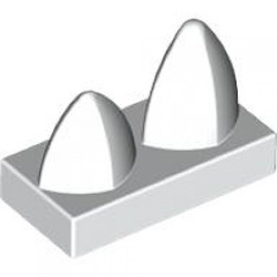 Plate 1x2 with 2 Vertical Teeth White