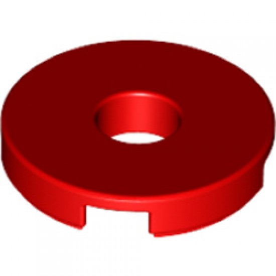 Flat Tile 2x2 Round with Hole Diameter 4.85 Bright Red