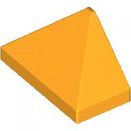 End Ridged Tile 1x2/45 Degree Flame Yellowish Orange