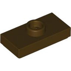 Plate 1x2 with 1 Knob Dark Brown
