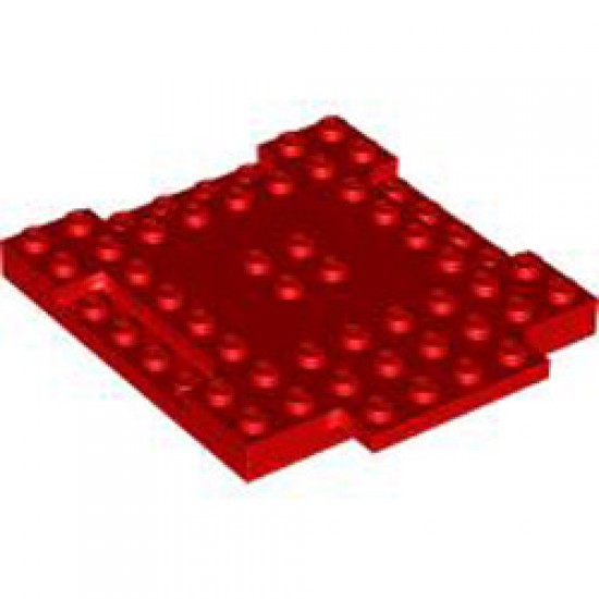 Plate 8x8x6.4, 3 Cut Out and 1 Wing Bright Red