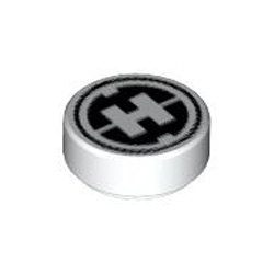 Flat Tile 1x1 Round Number 19 White