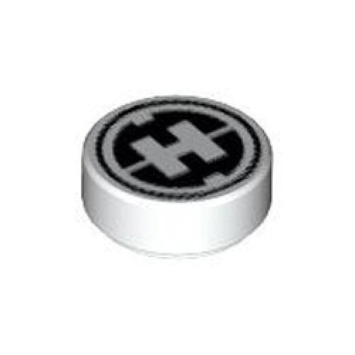 Flat Tile 1x1 Round Number 19 White