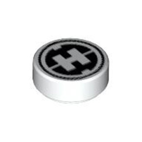 Flat Tile 1x1 Round Number 19 White