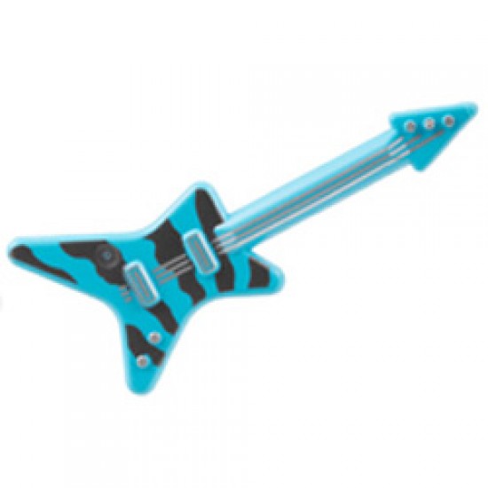 Minifigure Electric Guitar with Titanium Metallic Stripes Medium Azur