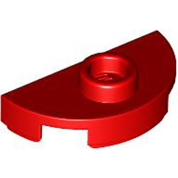 Plate 1x2, 1/2 Circle with 1 Knob Bright Red