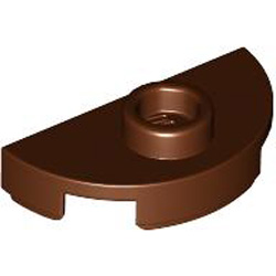 Plate 1x2, 1/2 Circle with 1 Knob Reddish Brown