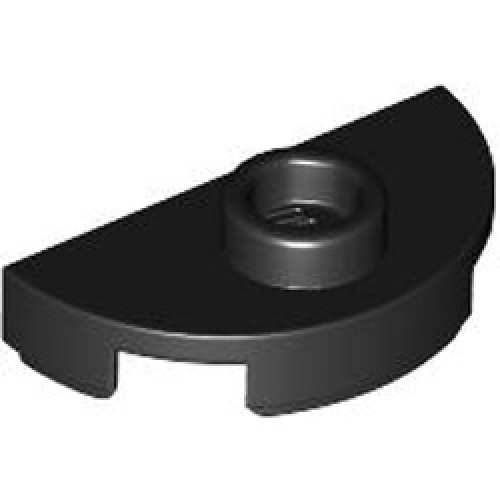 Plate 1x2, 1/2 Circle with 1 Knob Black