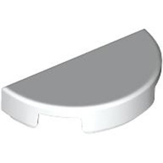 Tile 1x2 with 1/2 Circle White