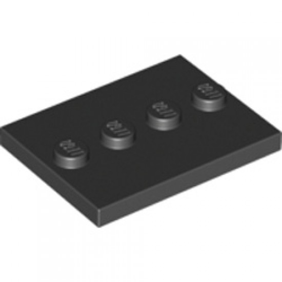 Plate 3x4 with 4 Knobs Black