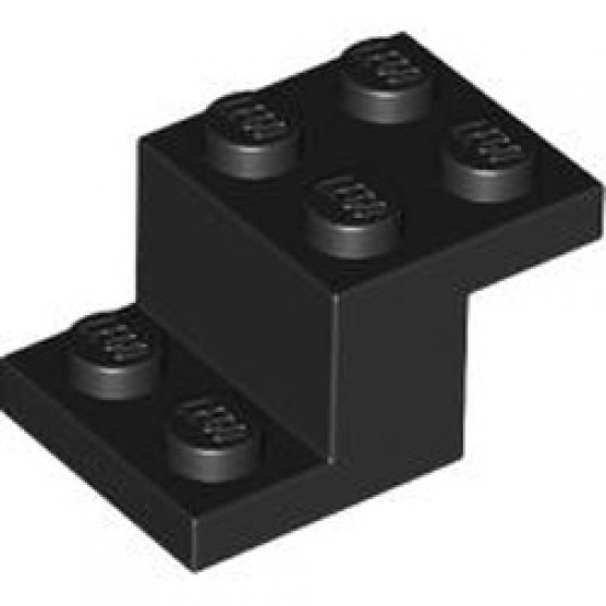 Brick with Plate 2x3x1 1/3 without Bottom Stud Holder Black