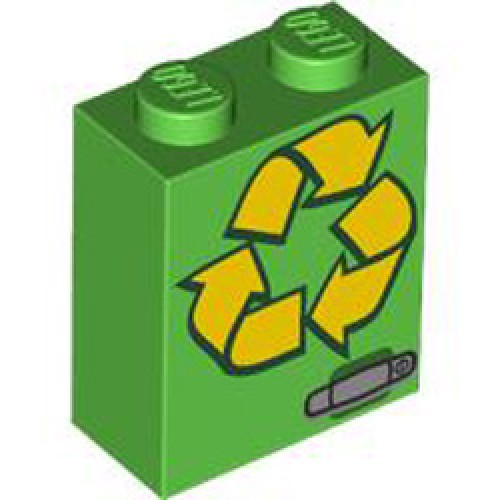 Brick 2x2x1 Number 1 Bright Green