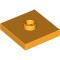 Plate 2x2 with 1 Knob Flame Yellowish Orange