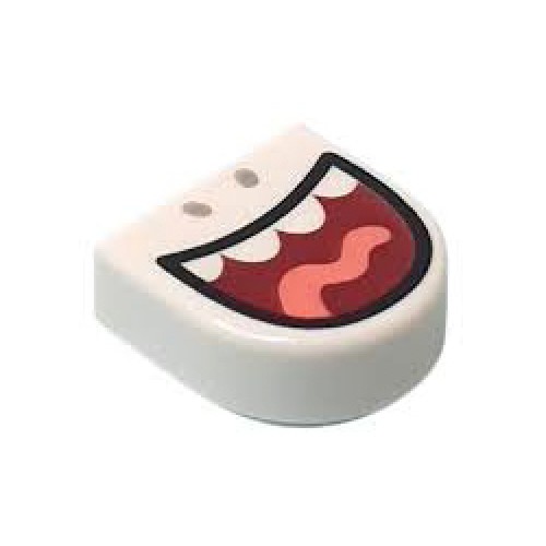 Flat Tile 1x1 1/2 Circle with Open Mouth White Flat Tile 1x1 1/2 Circle with Open Mouth White