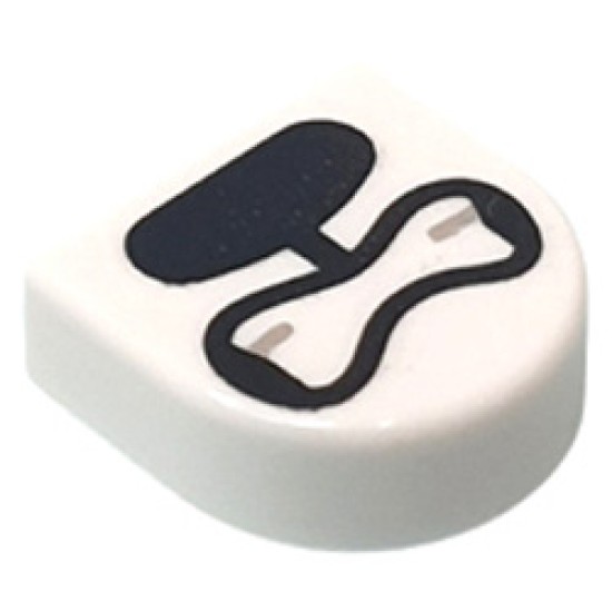 Flat Tile 1x1 1/2 Circle with Teeth and Black Nose White Flat Tile 1x1 1/2 Circle with Teeth and Black Nose White