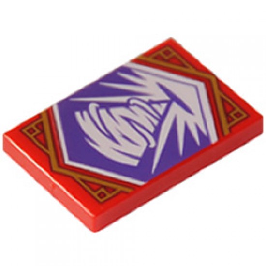 Flat Tile 2x3 with White Tornado (Ninjago Balance) Bright Red